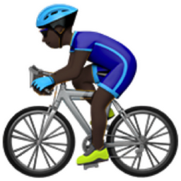 man biking: dark skin tone emoji