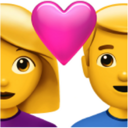couple with heart: woman, man emoji