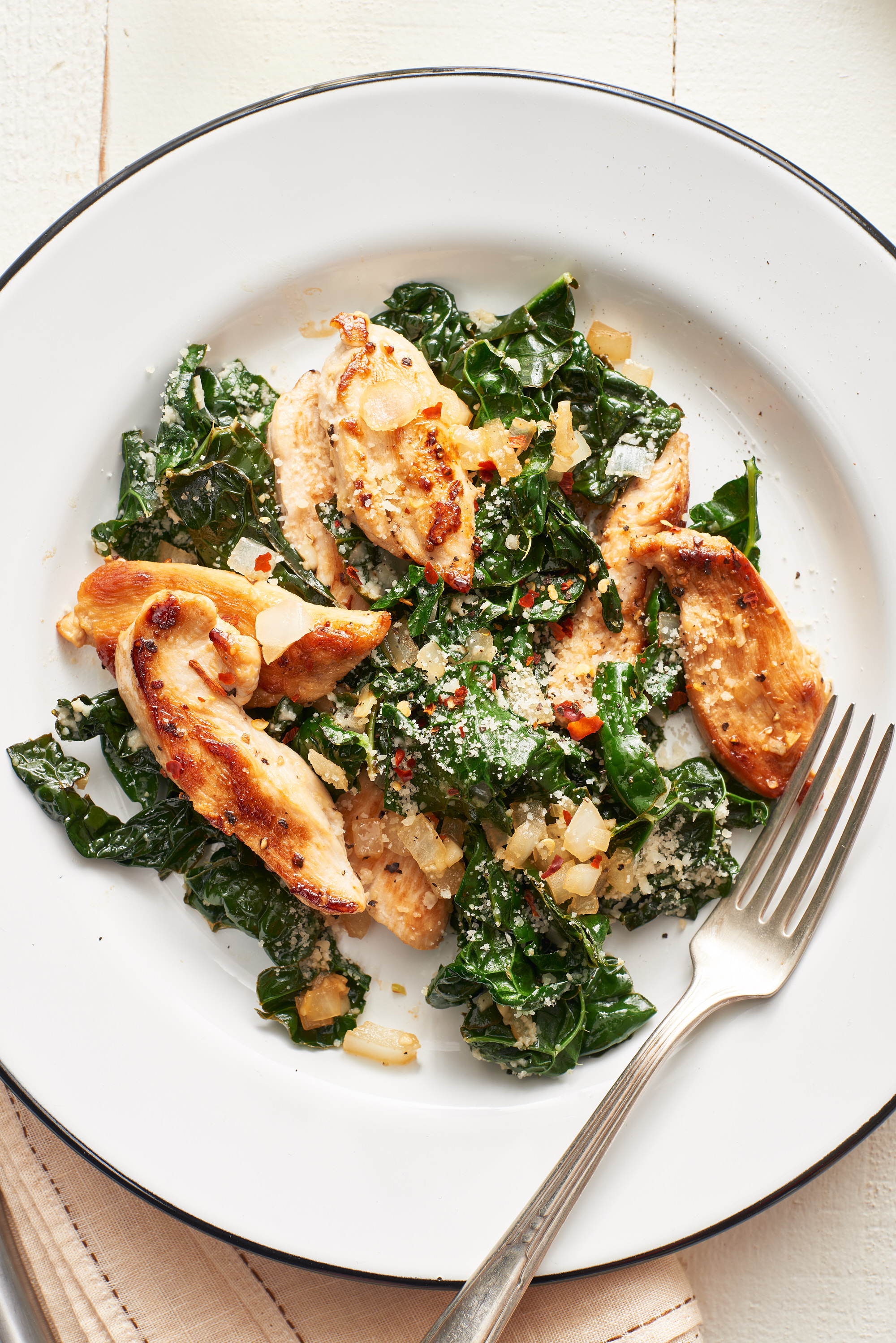 Parmesan Chicken And Kale Sauté