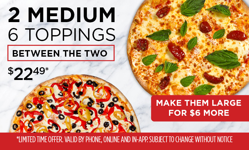 ds26 2 medium 6 toppings combined