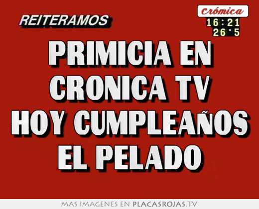 Primicia en crónica tv hoy cumpleaños el pelado - Placas 