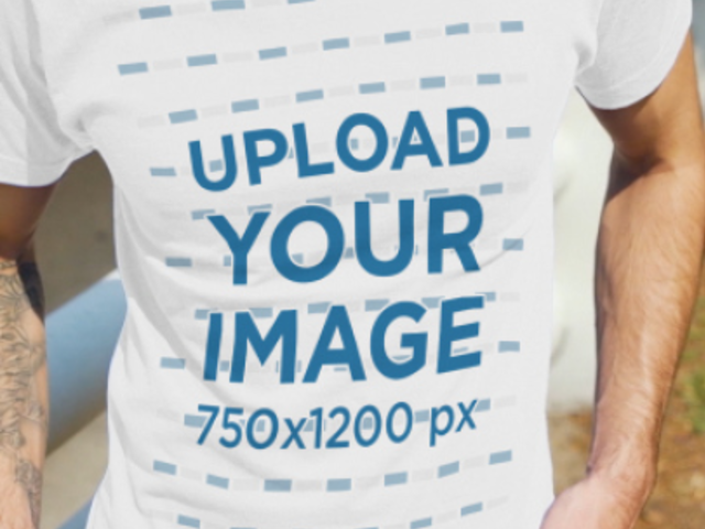 T-Shirt Video of a Man Posing by a Road 3608v