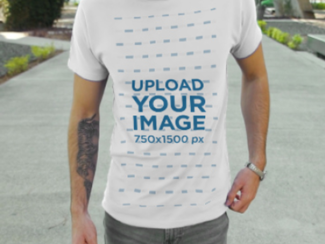 T-Shirt Video of a Man with a Forearm Tattoo 3611v