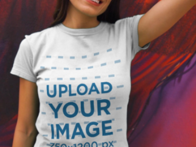 T-Shirt Video Featuring a Woman Posing Next to a Graffiti Wall 3622v