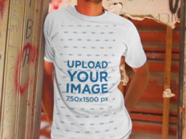 T-Shirt Video Featuring a Man Posing by Graffiti Walls 3641v