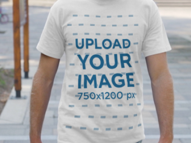 T-Shirt Video of a Man Walking Around a Park 3647v