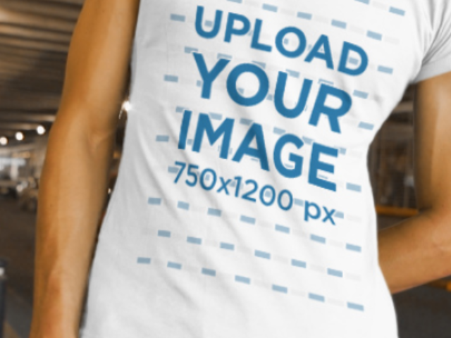 Round-Neck Tee Video of a Man Posing at a Tunnel 3584v