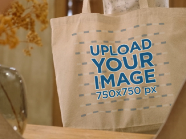 Tote Bag Video Featuring a Woman Posing in Front of a Mirror 4060v