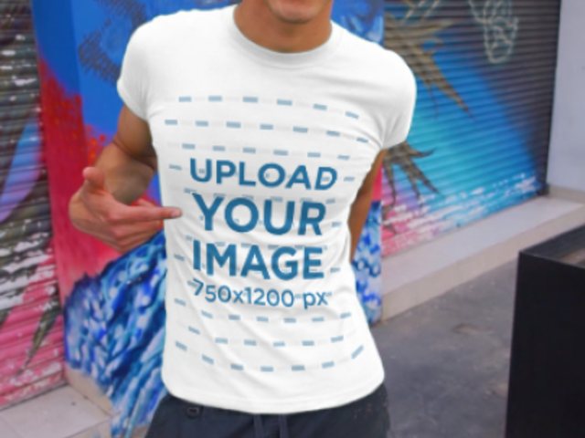 T-Shirt Video Featuring a Young Man Walking in the City 3586v