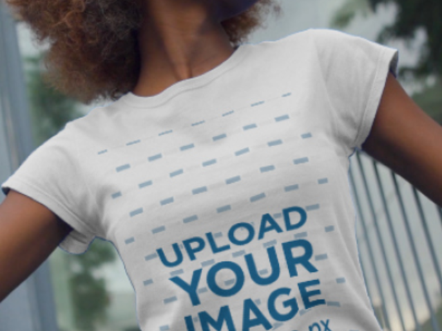 T-Shirt Video Featuring a Young Woman on a Staircase 3657v