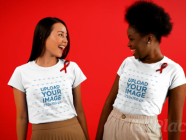 AIDS Awareness-Themed Video Featuring Two Female Friend Wearing T-Shirts 4156v