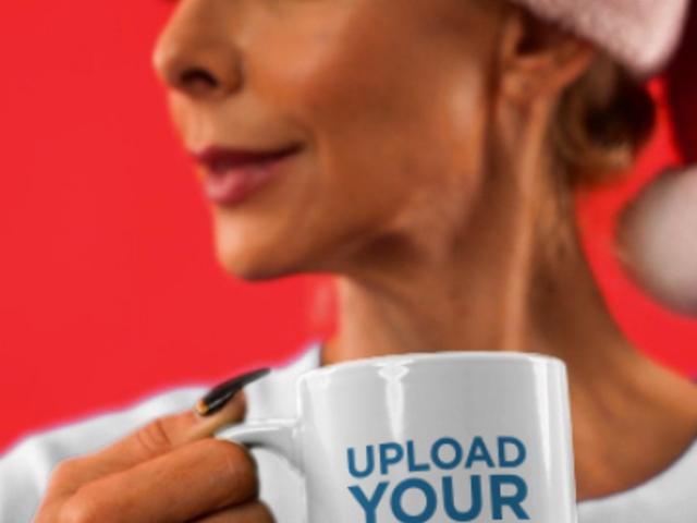 Christmas-Themed Video of a Woman in a Sweatshirt Holding a Coffee Mug 4195v