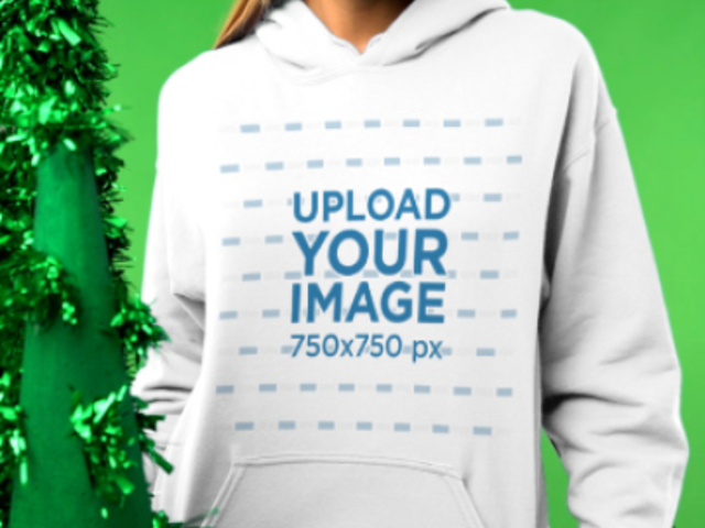 Christmas-Themed Video Featuring a Woman Pointing at Her Pullover Hoodie 4207v