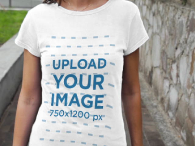 Round-Neck Tee Video of a Woman Walking Down a Street 3713v