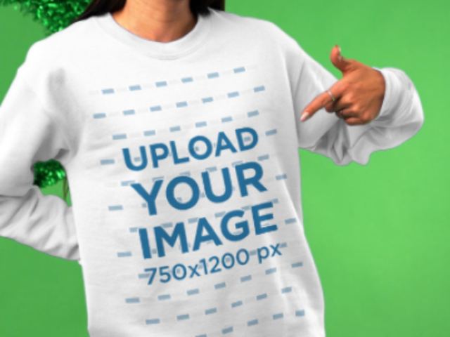  Christmas-Themed Video Featuring a Happy Woman Pointing at Her Sweatshirt 4404v