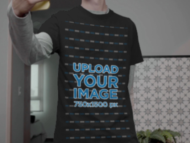 T-Shirt Video Featuring a Serious Young Man Taking a Selfie 4481v