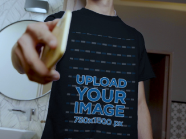 Basic T-Shirt Video Featuring a Young Man Pointing at the Camera 4488v