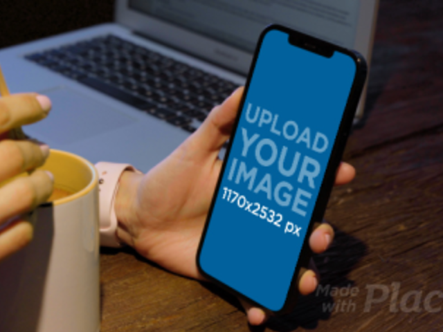 iPhone 12 Pro Max Video Featuring a Woman Drinking Coffee at Work 4757v