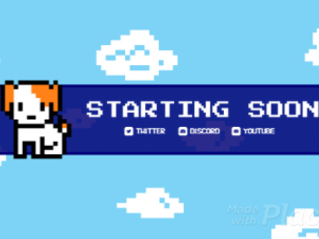 Twitch Starting Soon Video Maker Featuring an 8-Bit Dog Graphic 4640