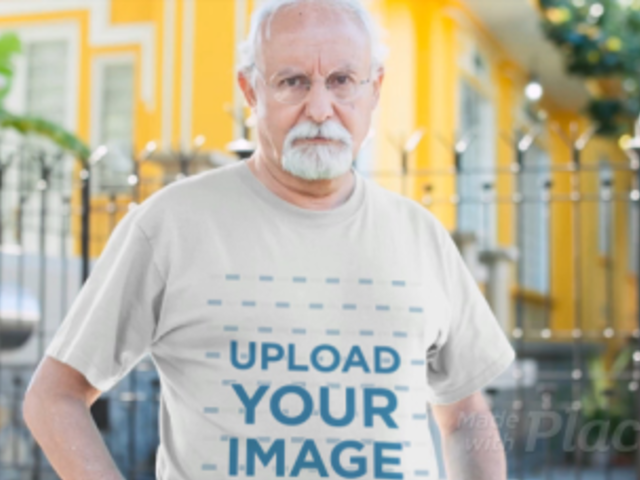 Closeup Video of a Senior Man Wearing a T-Shirt a12785