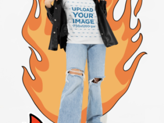 T-Shirt Video Featuring a Woman with Animated Fire in the Background 5160v