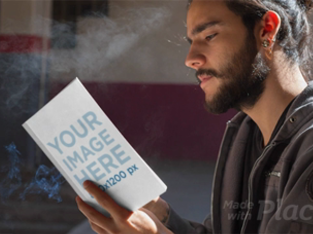 Bearded Man Smoking While Reading a Book in Stop Motion a13781