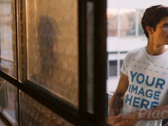 White Man Looking to the Street Wearing a T-Shirt Cinemagraph a13529