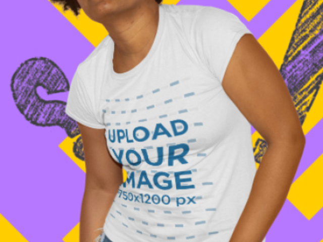 T-Shirt Video Featuring a Happy Woman Against an Animated Background 5166v