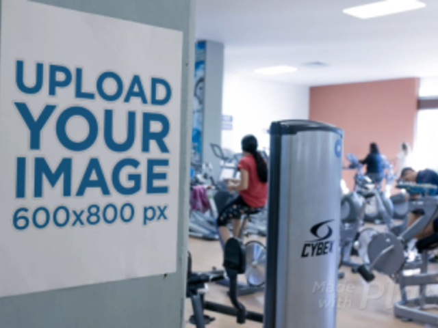 Poster Video on a Column at a Gym a13976