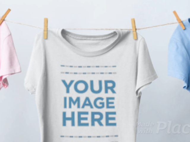 Round Neck T-Shirt Video Hanging on a Clothing Line a13084