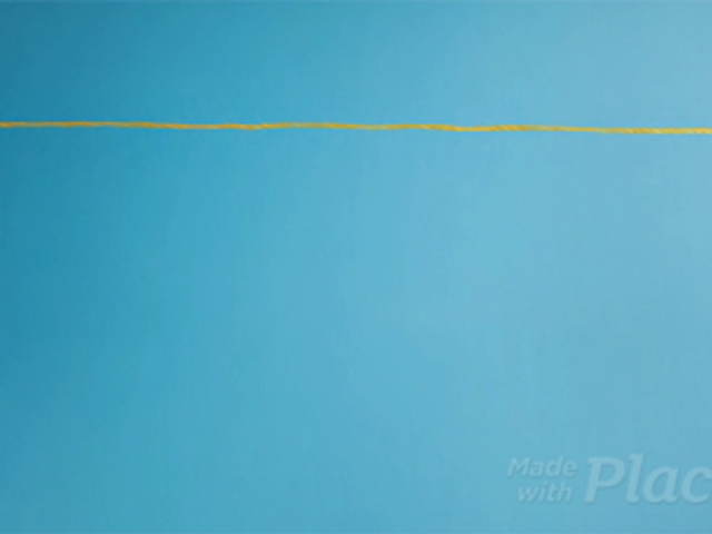 Three Flyers in Stop Motion Hanging From a Yellow Rope Against a Turquoise Background a13967