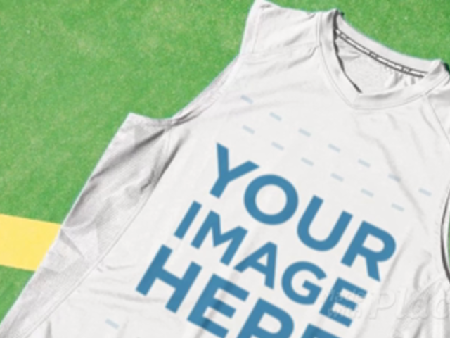 Basketball Jersey Maker - Jersey Lying on a Court Floor Near a Basketball a16927