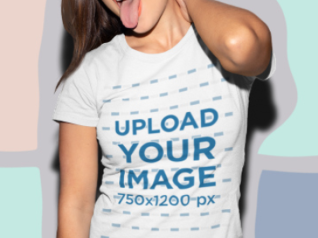 T-Shirt Video Featuring a Woman Posing With Her Tongue Out 5163v