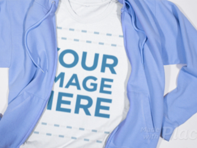 Round Neck T-Shirt in Stop Motion with a Zip-Up Hoodie a13271