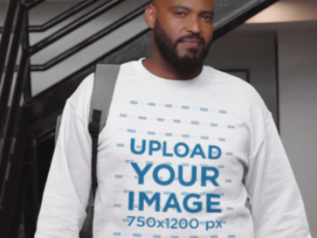 Video of a Bearded Man Wearing a Crewneck Sweatshirt at an Office 5667v