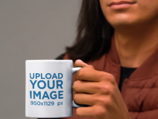 Video of a Serious Man Posing With an 11 oz Mug 5810v