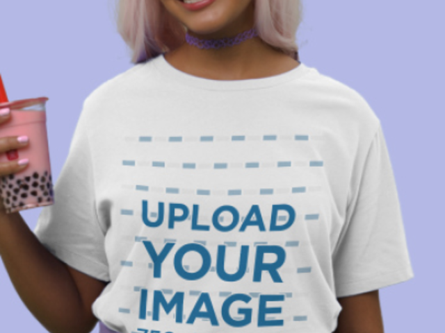 T-Shirt Video Featuring a Kawaii Happy Woman With a Bubble Tea 6188v