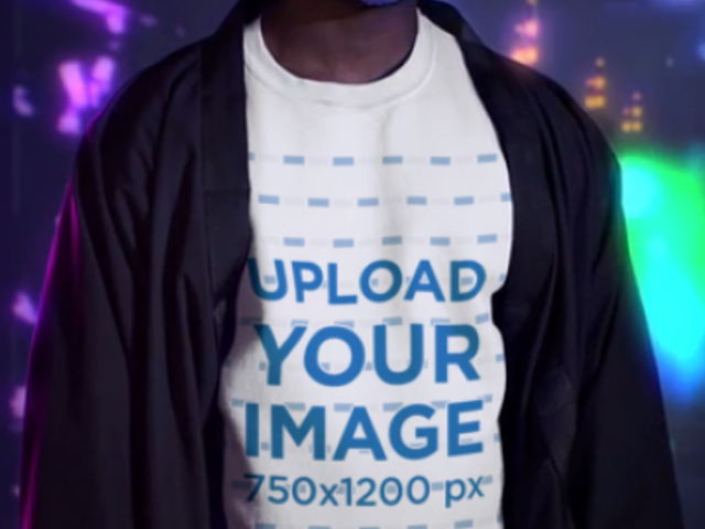 Gildan T-Shirt and Sweatshirt Video Featuring a Man in a Cyberpunk Aesthetic 6856v