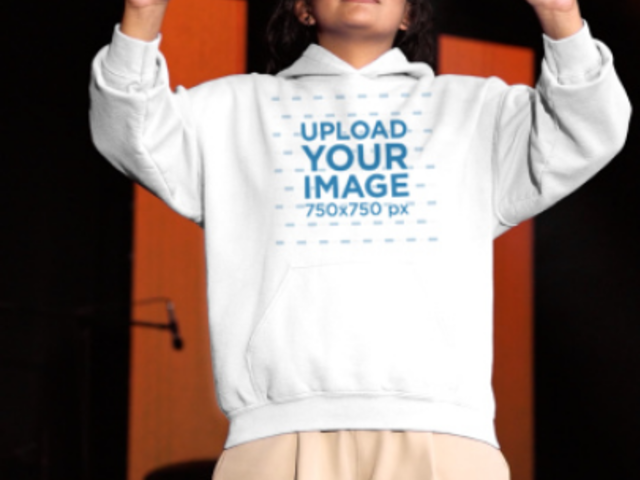 Gildan Hoodie Video Featuring a Religious Woman Praying in a Christian Forum 7065v