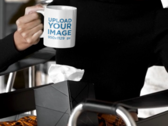 Coffee Mug Video of a Woman With a Pumpkin Head Wiping Her Tear With a Tissue 7175v