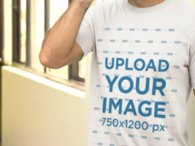 Bella Canvas T-Shirt Video Featuring a Bearded Man Talking on the Phone 7342v