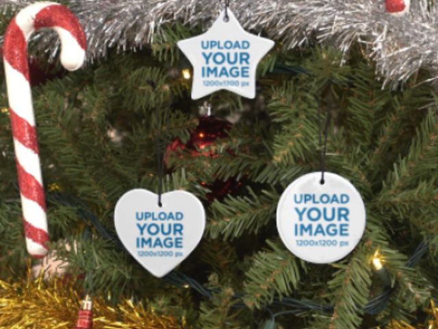 Video of Three Ornaments Hanging From a Christmas Tree 7324v