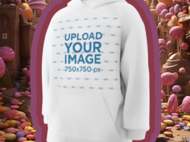 Video of a 3D Pullover Hoodie with Willy Wonka-Inspired Background Illustrations 5651b 7481v