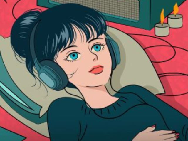 Spotify Canvas Video Maker Featuring an Illustrated Woman With a Music Player 7600