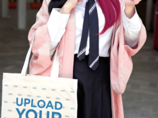 Cosplay-Themed Video Featuring a Woman Carrying a Sublimated Tote Bag 7651v