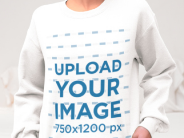 Gildan Sweatshirt Mockup Video Featuring a Cropped-Face Woman Wearing a Homemade-Feel Look 8180v