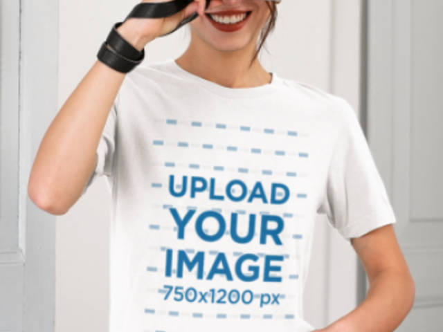 Bella Canvas T-Shirt Video of a Smiling Cropped-Face Woman in a Homemade-Feel Style 8175