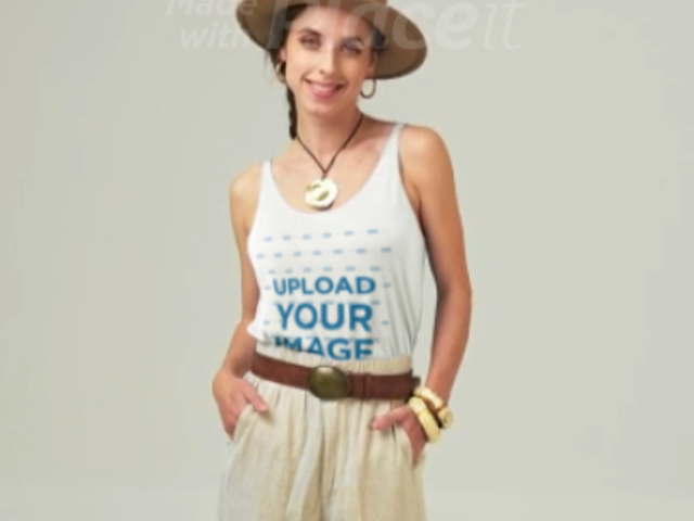 Tank Top Video Featuring a Smiling Woman With a Boho-Styled Look 8691v
