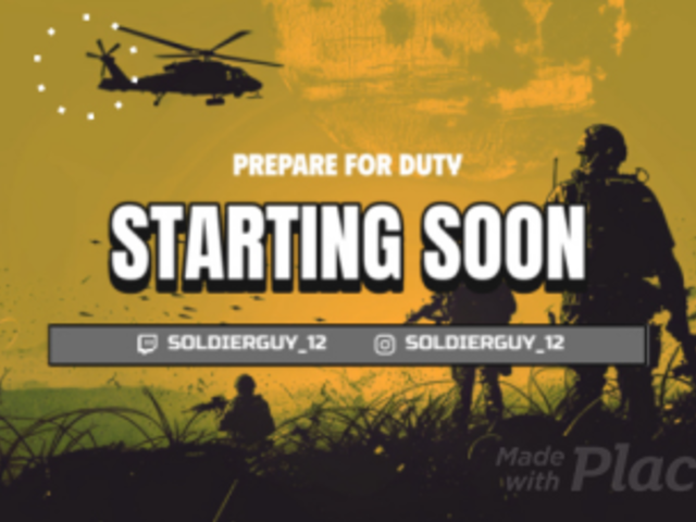 Twitch Screen Video Maker with a Starting Soon Message Inspired by a War Game 5630 8730