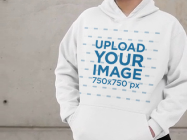 Gildan Pullover Hoodie Video Featuring a Happy Person Posing Against a Gray Wall 8678v